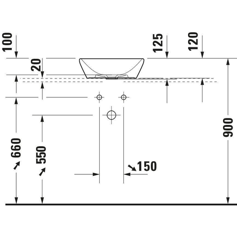 Duravit D-Neo opzetwastafel 12.5x40cm zonder kraangat keramiek Wit OUTLETSTORE STORE38063