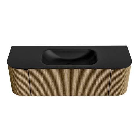 Mondiaz KURVE Ensemble de meuble de salle de bains - 140x46x40cm - 1 tiroir - 2 portes - vasque solid surface - centrale - sans trou de robinet - Dusk SW1415112