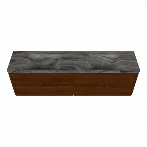 Mondiaz CIRO-DLUX Ensemble de meubles de salle de bains - 180x45x50cm - Plan-vasque solid surface Sombra - 2 vasques double - 2 trous de robinetterie - 4 tiroirs - Ruby SW1531993