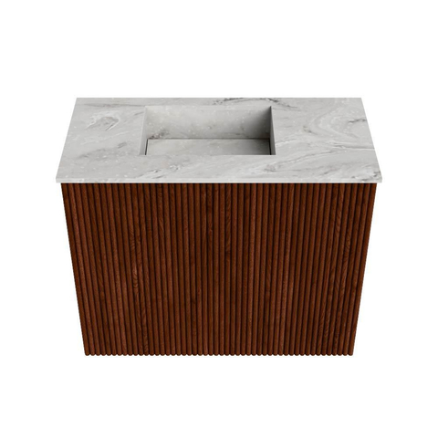 Mondiaz JOYA-DLUX 50cm toiletmeubel - kleur Ruby - Wastafel FAYE positie Links 1 kraangat kleur Glace. SW1423549