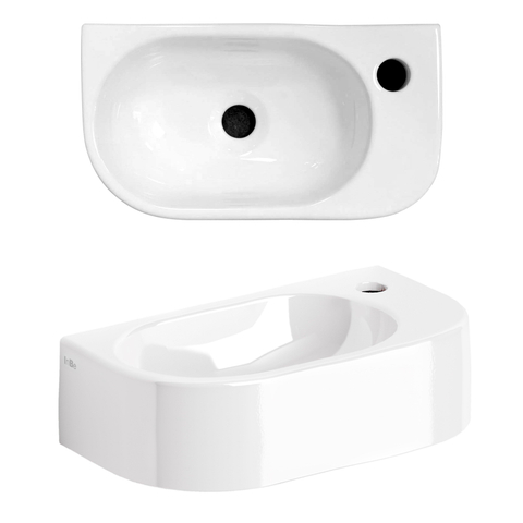 Clou InBe lave-mains - 41x22.5x11cm - demi-rond - trou robinet droite - sans trop-plein - blanc SW892482