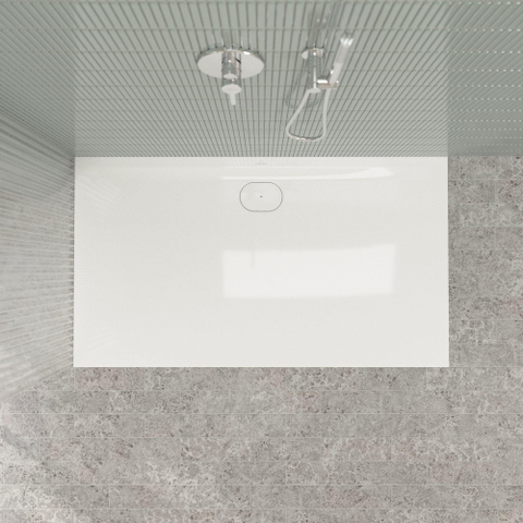 Villeroy & Boch Ecora douchebak - 160x90x3.5cm - afvoer lange zijde - white alpine (wit) SW1558884