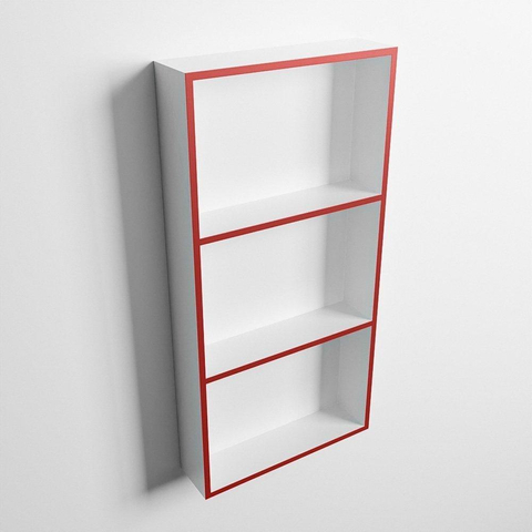 Mondiaz Easy nis 29.5x59.5x8cm voor Inbouw/opbouw 3 open vakken Solid surface Talc/Fire SW643779