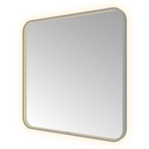 Hotbath &MORE Spiegel - 80x80cm - direct en indirect LED - spiegelverwarming - color changing - dimbaar - met afstandsbediening - PVD - geborsteld gunmetal antraciet SW1246092