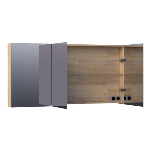 BRAUER Impress armoire de toilette – 139 x 70 x 15 cm – 3 portes, portes-miroir double face – Chêne gris SW392935