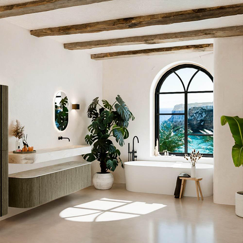 MONDIAZ THOR-DLUX 190cm meuble de salle de bains arrondi gauche + droite couleur Shadow avec 2 tiroirs et 2 portes. Vasque suspendue CLOUD droite sans trou de robinet couleur Ostra. SW1466578