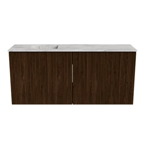 Mondiaz JOYA-DLUX 90cm toiletmeubel - kleur Walnut - Wastafel FAYE positie Links Zonder kraangat kleur Glace. SW1422364
