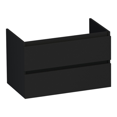 BRAUER Joy meuble sous-lavabo 80 2 tiroirs softclose - sans poignée - 1 découpe pour siphon - noir mat SW1201162