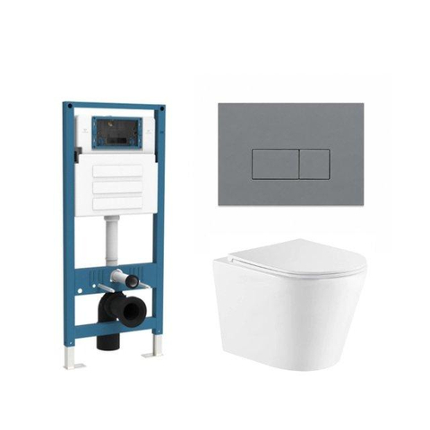 QeramiQ Dely Ensemble WC - réservoir encastré Qeramiq Flush - abattant slim - plaque de commande en plastique anthracite mat - boutons rectangulaires - blanc mat SW1579120