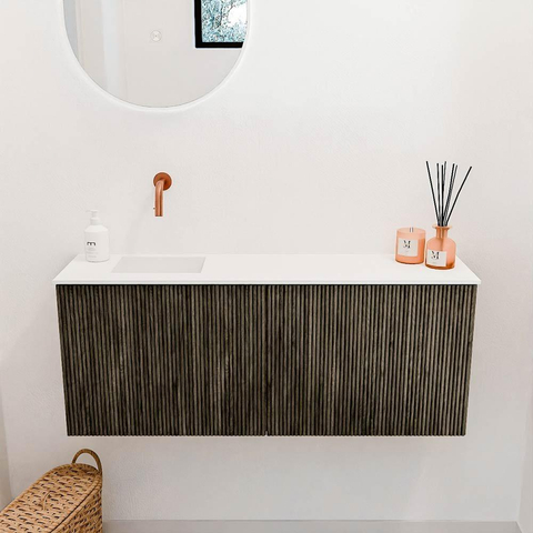 Mondiaz JOYA 100cm meuble de toilette - couleur Shadow - Vasque FAYE position Gauche Sans trou de robinet couleur Talc. SW1421455