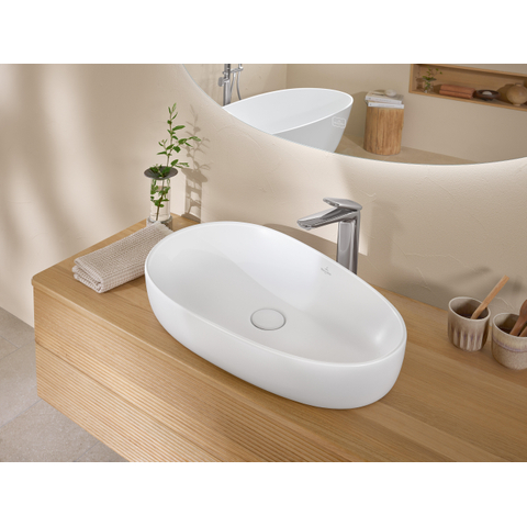 Villeroy & Boch Antao Waskom - 65x40x14.6cm asymmetrisch - zonder overloop - Stone White (mat wit) SW917843