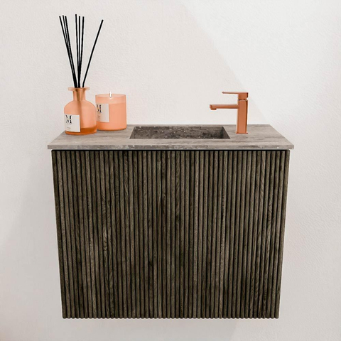 Mondiaz JOYA-DLUX 50cm toiletmeubel - kleur Shadow - Wastafel FAYE positie Rechts 1 kraangat kleur Oza. SW1425014