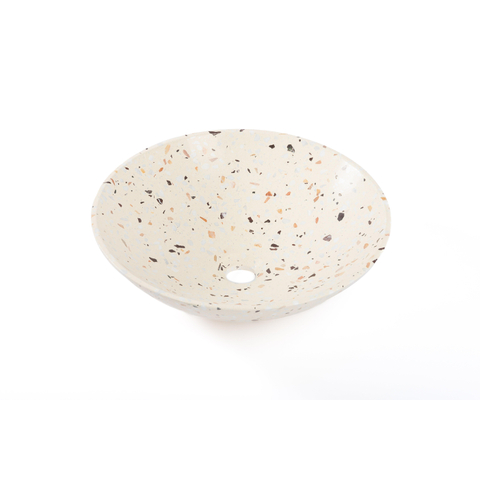 Saniclass Waskom - 42x42x12cm - rond - terrazzo - mat beige OUTLETSTORE STORE42400
