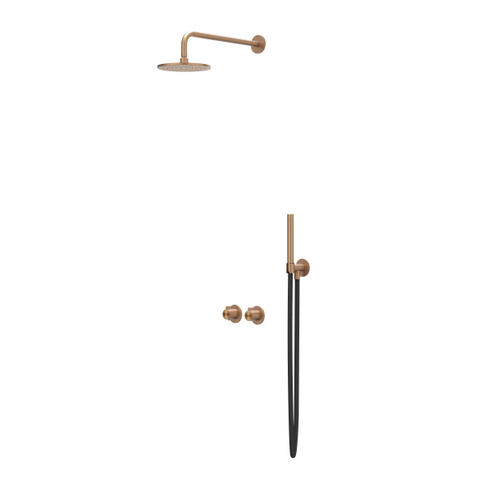 IVY Tribe Ensemble de douche à effet pluie - encastré - symmetry - inverseur d’arrêt 2 voies - bras de plafond 20 cm - pomme de douche principale medium 30 cm - support avec sortie - flexible de douche 150 cm - douchette stick - ACIER INOXYDABLE 316 - cui SW1032213