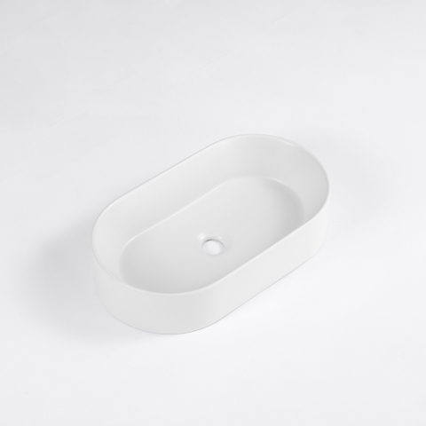 QeramiQ Dely Vasque à poser - 52x30x11.5cm - ovale - céramique - blanc mat SW1448794