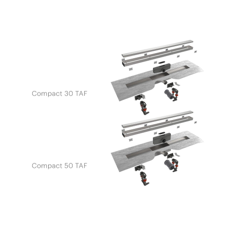 Easydrain Compact TAF afvoergoot enkele plaat 60cm 30mm met Zero design rooster RVS TWEEDEKANS OUT9038