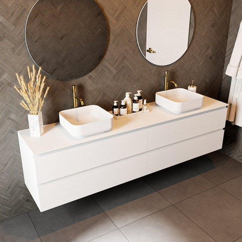 MONDIAZ TOP 46 Talc Plateau en solid surface / panneau supérieur 200cm Épaisseur du plateau 0.9cm Plateau adapté pour plaque de recouvrement | vasque SW675147