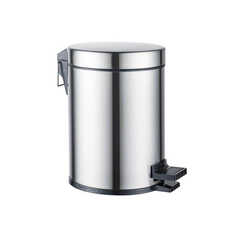Fortifura Calvi Ensemble WC 5 pièces - porte-rouleau de papier toilette - porte-rouleau de réserve - porte-brosse de toilette - patère - poubelle à pédale - Acier inoxydable brossé PVD SW1478233