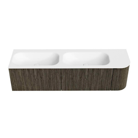 Mondiaz KURVE Badkamermeubelset - 165x46x40cm - 2 lade - 1 deur - wastafel solid surface - dubbel / links - zonder kraangat - Shadow SW1414146