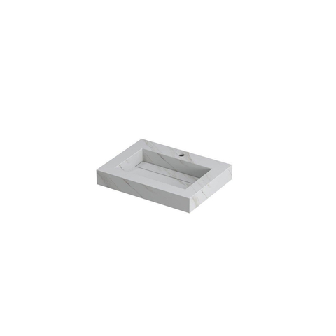 INK Pitch wastafel - 60x45x9cm - 1 wasbak - 1 kraangat - drain keramiek Calacatta mat SW693195