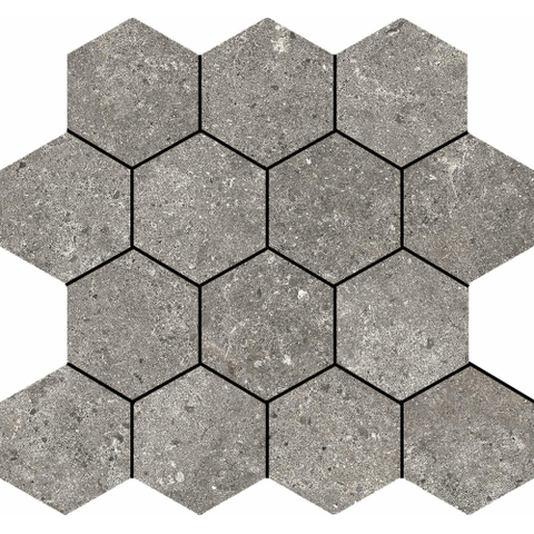 Terravito Larino Mozaïektegel - 27x29cm - hexagon - 9mm - Grey mat SW1175358