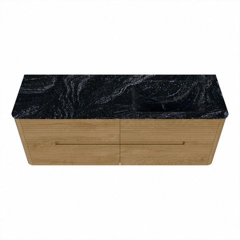 Mondiaz CIRO-DLUX Badkamermeubelset - 140x45x50cm - Solid surface wastafel Lava - 1 wasbak Rechts - 1 kraangat - 4 lades - Oak SW1531096