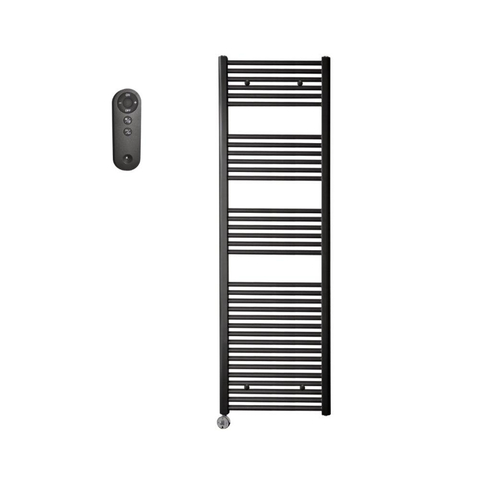 Sanicare HVS Elektrische Radiator - 172x45cm - 920W - met afstandsbediening - thermostaat - chroom - linksonder - mat zwart SW1210822