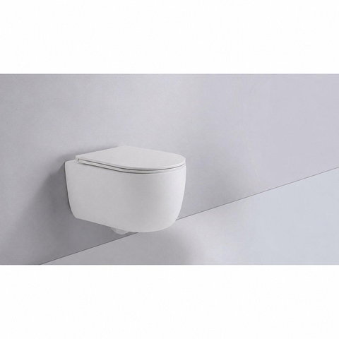 QeramiQ Dely Swirl Ensemble WC - réservoir encastré Qeramiq Flush - abattant slim - plaque de commande en métal inox - boutons rectangulaires - blanc mat SW1578394