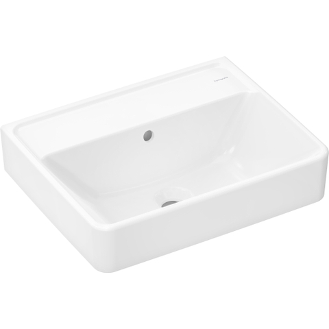 Hansgrohe Xanuia Q Wastafel/Fontein - 50x39cm - inbouw - zonder kraangaten - met overloop - glans wit SW1165086