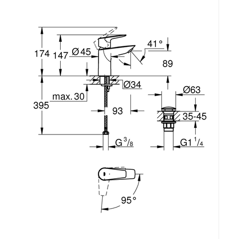 Grohe QuickFix Start Edge Waterbesparende Wastafelmengkraan - S-Size - chroom SW705163