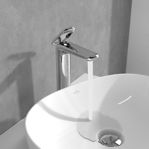 Villeroy & Boch Antao 1 greeps wastafelkraan verhoogd - met push open afvoergarnituur - hoogglans chroom SW974138