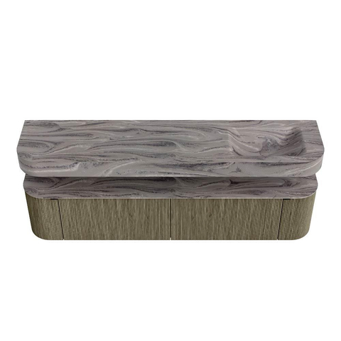 MONDIAZ THOR-DLUX 200cm meuble de salle de bains arrondi gauche + droite couleur Shadow avec 2 tiroirs et 2 portes. Vasque suspendue CLOUD Droite sans trou de robinet couleur Sombra. SW1467283