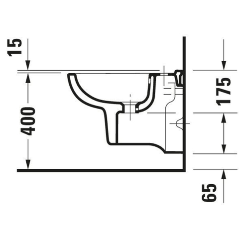 Duravit D-code Wandbidet - 350x350x480mm - 1 kraangat - met overloop - compact - wit 0315119