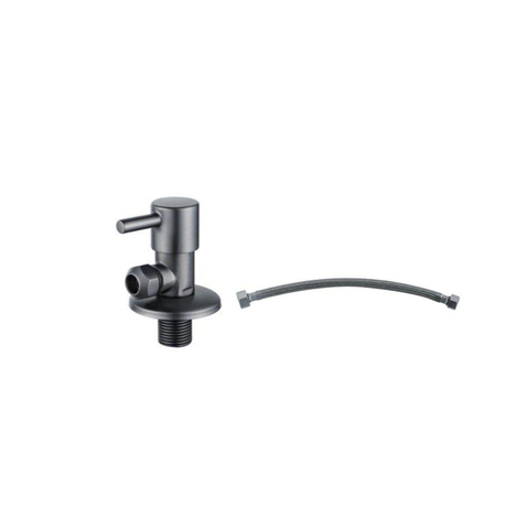 Fortifura Calvi Hoekstopkraan - met Flexibele slang - 30cm - slang - 1/2"x3/8" - geborsteld gunmetal (antraciet) SW1382527