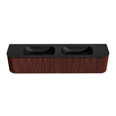 Mondiaz KURVE Badkamermeubelset - 200x46x40cm - 2 lade - 2 deuren - wastafel solid surface - dubbel - zonder kraangat - Ruby SW1415381