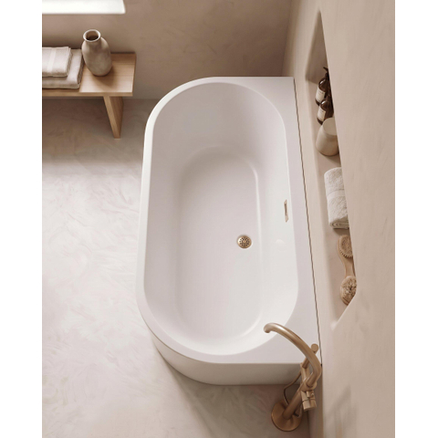 Zeza Pure Half Vrijstaand Bad - 170x80x58cm - met afvoer - acryl - mat wit SW962847