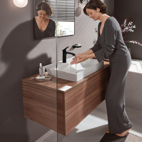 Hansgrohe VIVENIS Eengreeps wastafelmengkraan - 110 - coolstart - met PopUp - trekwaste - mat zwart SW699931