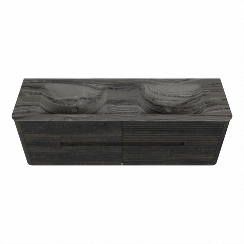 Mondiaz CIRO-DLUX Meuble de salle de bains - 150x45x50cm - Plan vasque solid surface Sombra - 2 vasques Double - sans trous de robinet - 4 tiroirs - Shadow SW1532775