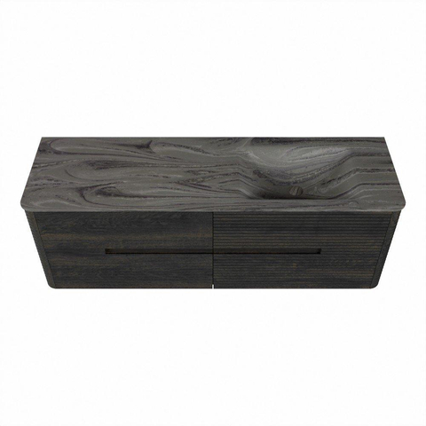 Mondiaz CIRO-DLUX Badkamermeubelset - 150x45x50cm - Solid surface wastafel Sombra - 1 wasbak Rechts - 1 kraangat - 4 lades - Shadow SW1532778