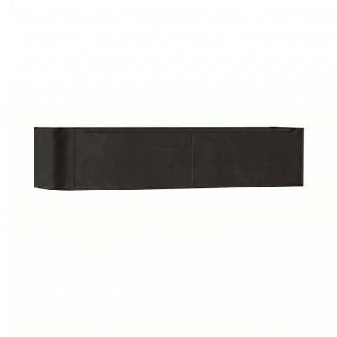H&R Badmeubelen Juice Wastafelonderkast - 180x45x40cm - linkerhoek afgerond - 2 lades - geïntegreerde greep - basalt SW1260495