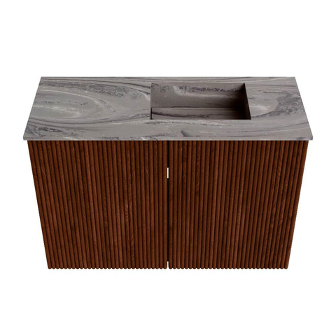 Mondiaz JOYA-DLUX 60cm toiletmeubel - kleur Ruby - Wastafel FAYE positie Rechts Zonder kraangat kleur Sombra. SW1425656