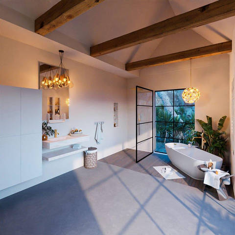 Mondiaz ALAN-DLUX Ensemble de meuble - 100cm - meuble Ostra mat - 0 tiroirs - Lavabo Cloud Ostra suspendu - vasque Gauche - 1 trou de robinet SW809317