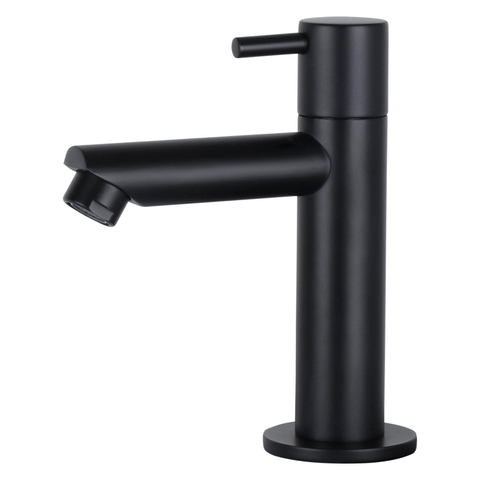 Differnz Solid fonteinset - 36x18.5x9cm - Rechthoek - 1 kraangat - recht zwart matte kraan - Solid surface Wit SHOWROOMMODEL SHOW26852