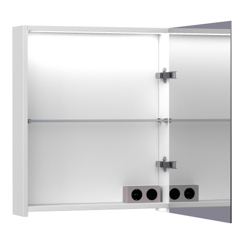 BRAUER Impress Deluxe armoire de toilette - 60x70x15cm - éclairage interne et externe - 1 porte miroir double face à ouverture vers la droite en blanc mat SW242118
