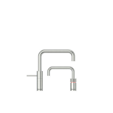 Quooker BE Nordic Square Twintaps - bec pivotant - réservoir PRO3 - Eau chaude / bouillante - Inox SW795652
