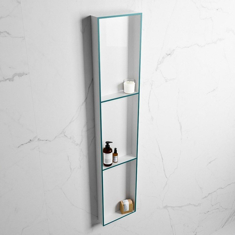 Mondiaz Easy nis 29.5x149.5x8cm voor Inbouw/opbouw 3 open vakken Solid surface Talc/Smag SW643899