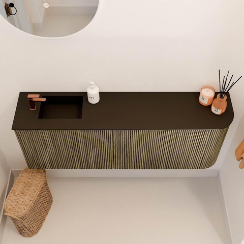 Mondiaz JOYA 111.6cm toiletmeubel - ronding rechts kleur Dusk - Wastafel FAYE positie Links 1 kraangat kleur Urban. SW1421693