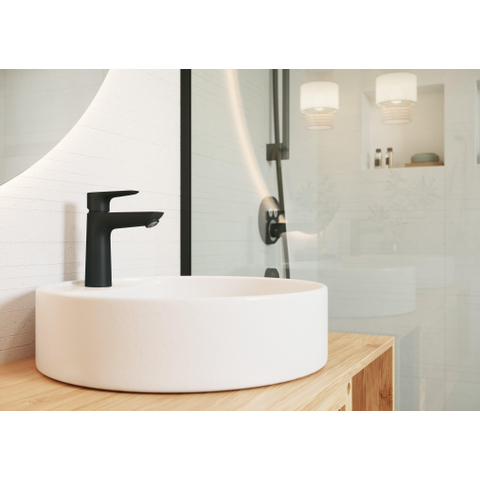 Hansgrohe Talis e 1 greeps wastafelkraan - 110 PopUp - trekwaste - mat zwart SW358792