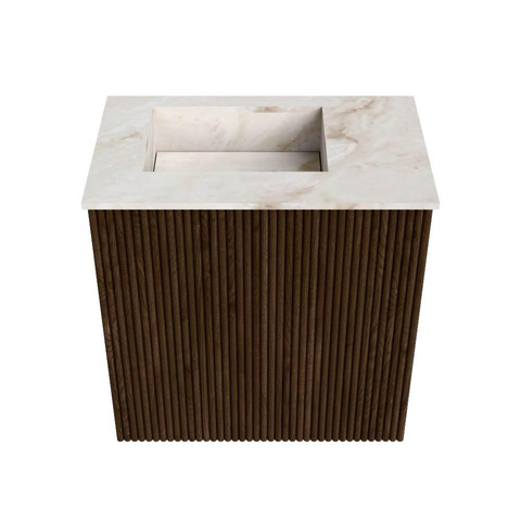 Mondiaz JOYA-DLUX Meuble de toilette 40cm - couleur Walnut - Vasque FAYE position Gauche 1 trou de robinet couleur Frappe SW1412059