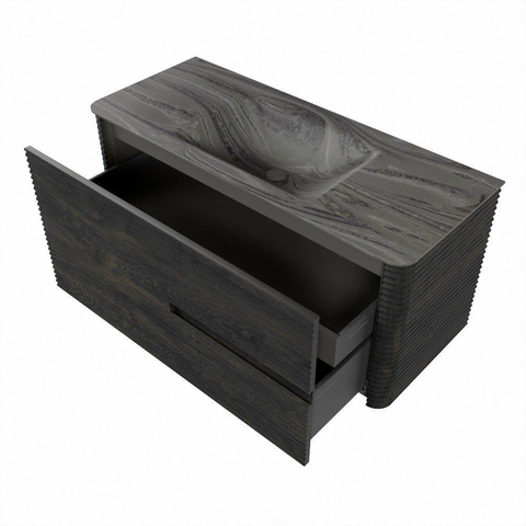 Mondiaz CIRO-DLUX Badkamermeubelset - 110x45x50cm - Solid surface wastafel Sombra - 1 wasbak Midden - zonder kraangaten - 2 lades - Shadow SW1532757